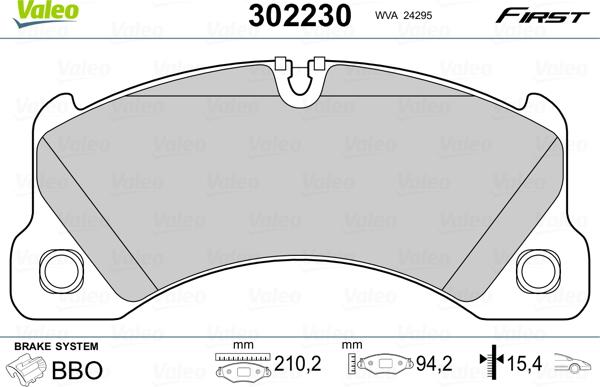 Valeo 302230 - Тормозные колодки, дисковые, комплект unicars.by