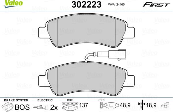 Valeo 302223 - Тормозные колодки, дисковые, комплект unicars.by