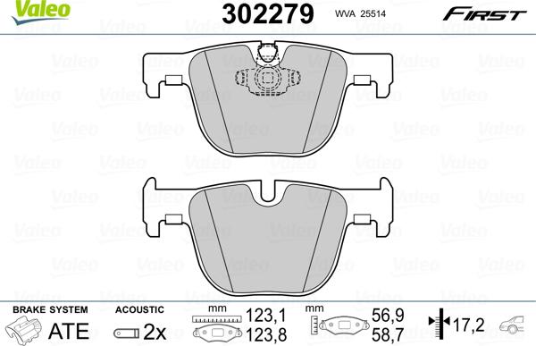 Valeo 302279 - Тормозные колодки, дисковые, комплект unicars.by