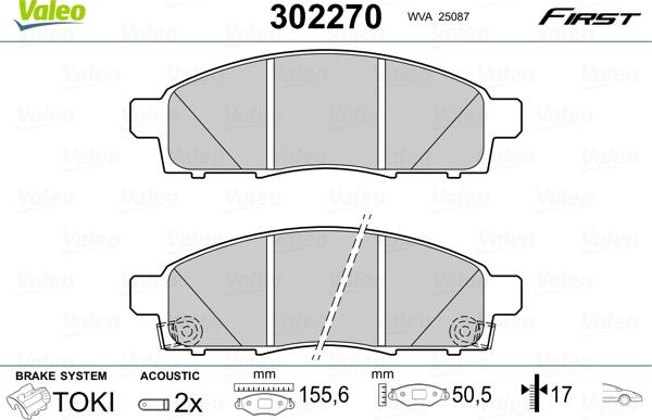 Valeo 302270 - Тормозные колодки, дисковые, комплект unicars.by