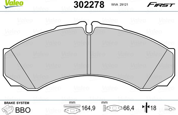 Valeo 302278 - Тормозные колодки, дисковые, комплект unicars.by