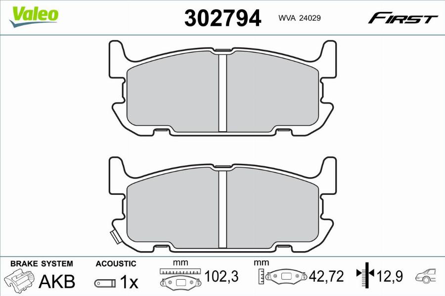 Valeo 302794 - Тормозные колодки, дисковые, комплект unicars.by