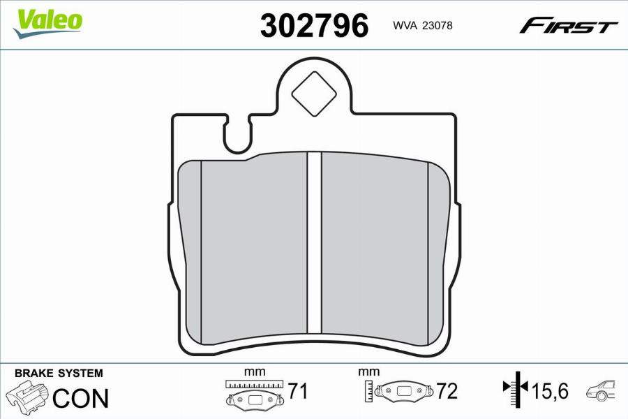 Valeo 302796 - Тормозные колодки, дисковые, комплект unicars.by