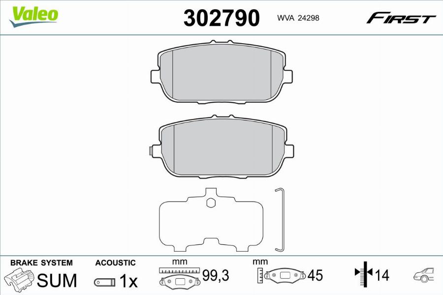 Valeo 302790 - Тормозные колодки, дисковые, комплект unicars.by