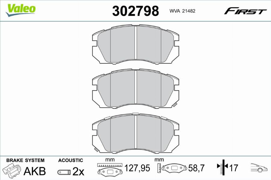 Valeo 302798 - Тормозные колодки, дисковые, комплект unicars.by