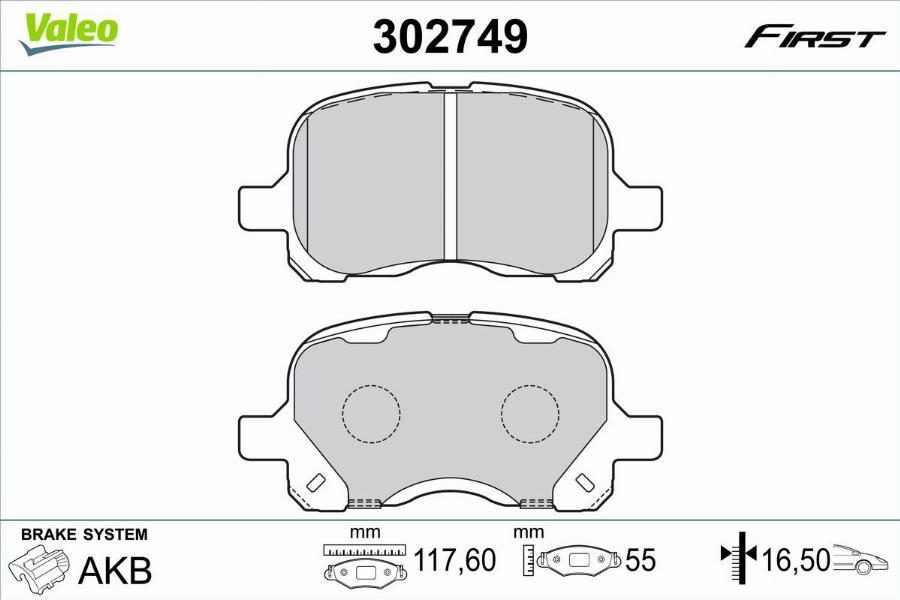 Valeo 302749 - Тормозные колодки, дисковые, комплект unicars.by