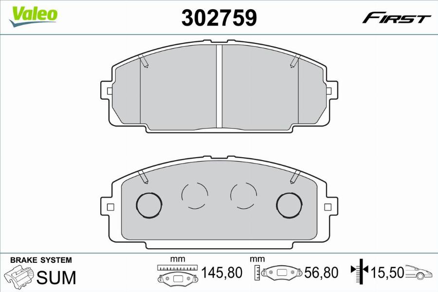 Valeo 302759 - Тормозные колодки, дисковые, комплект unicars.by