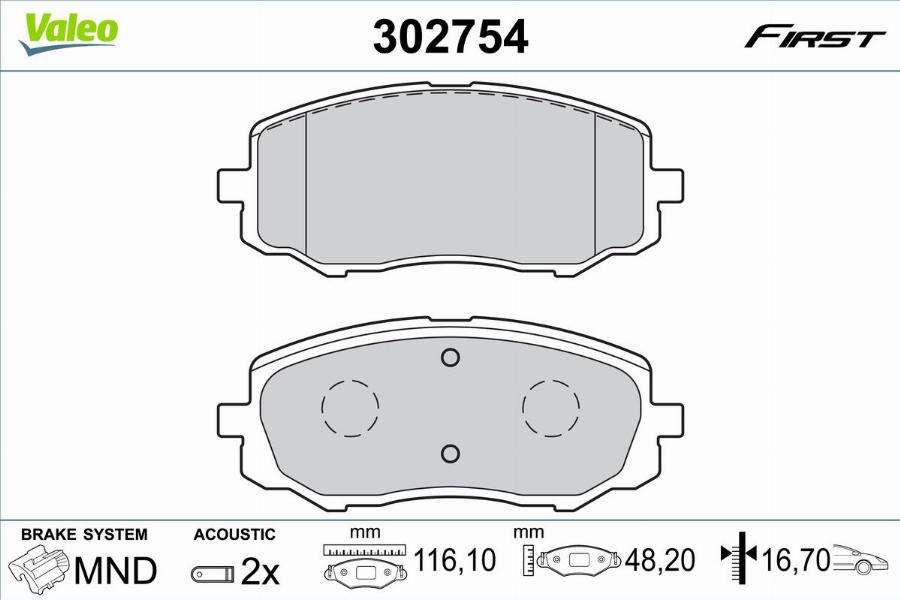 Valeo 302754 - Тормозные колодки, дисковые, комплект unicars.by