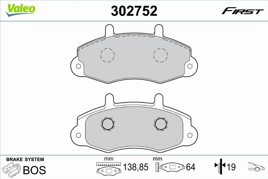 Valeo 302752 - Тормозные колодки, дисковые, комплект unicars.by