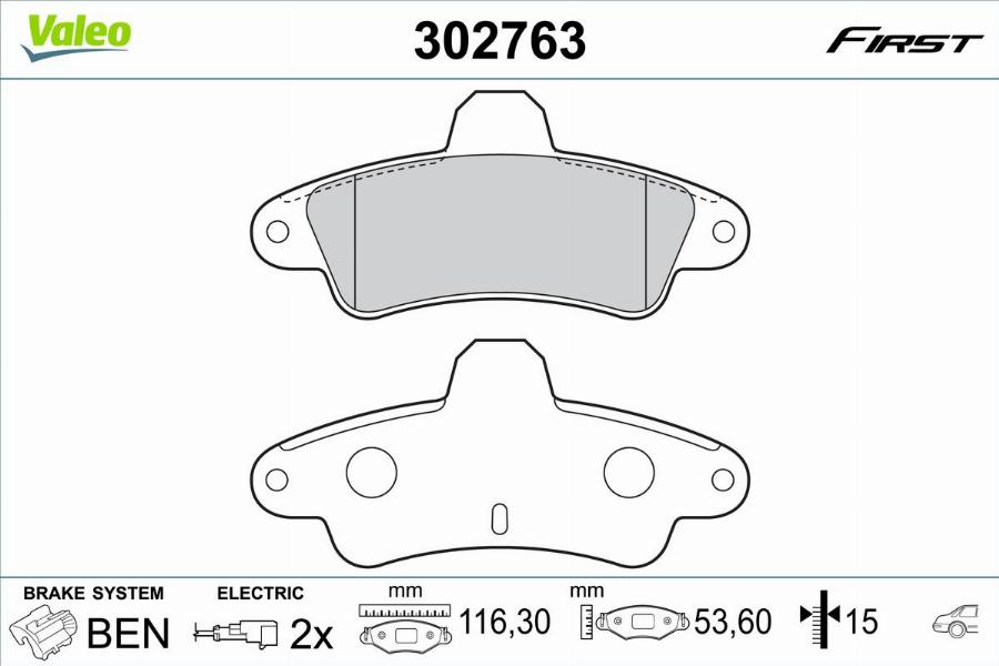 Valeo 302763 - Тормозные колодки, дисковые, комплект unicars.by