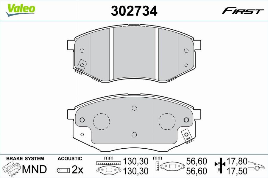 Valeo 302734 - Тормозные колодки, дисковые, комплект unicars.by