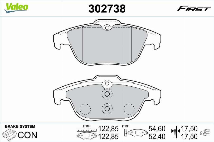 Valeo 302738 - Тормозные колодки, дисковые, комплект unicars.by