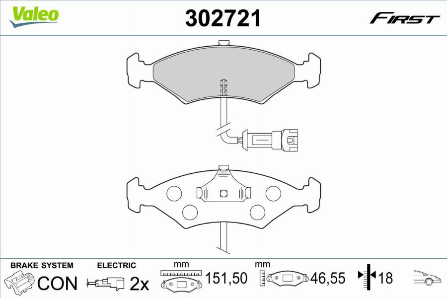 Valeo 302721 - Тормозные колодки, дисковые, комплект unicars.by