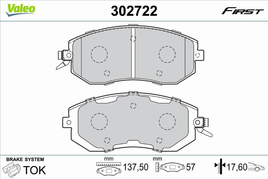 Valeo 302722 - Тормозные колодки, дисковые, комплект unicars.by