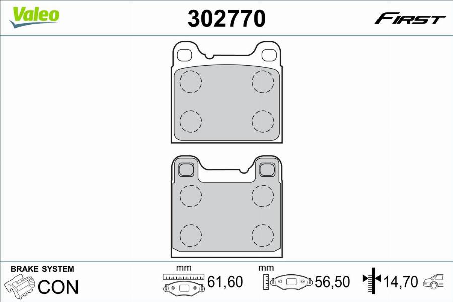 Valeo 302770 - Тормозные колодки, дисковые, комплект unicars.by