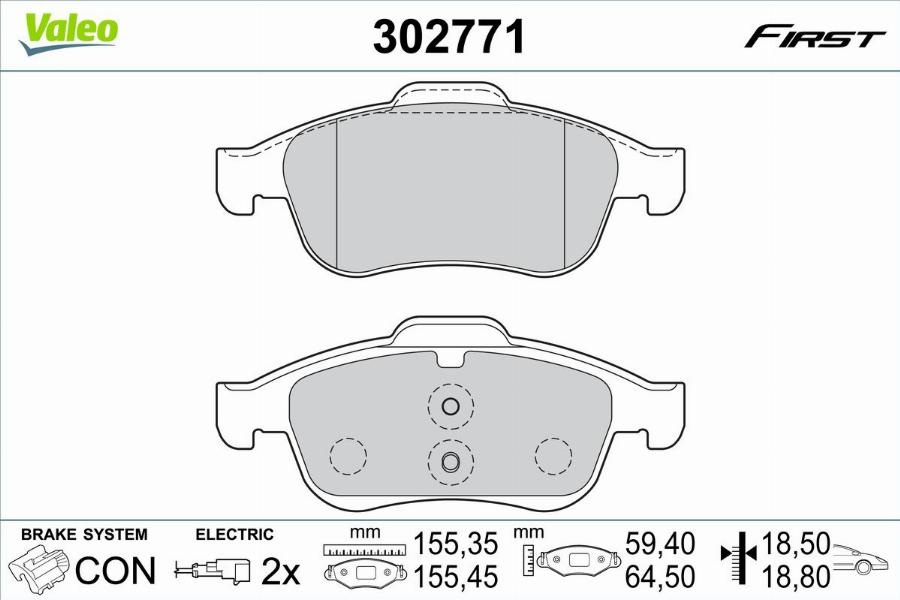 Valeo 302771 - Тормозные колодки, дисковые, комплект unicars.by