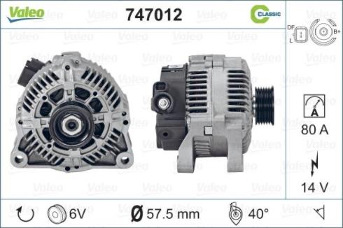 Valeo 747012 - Генератор unicars.by