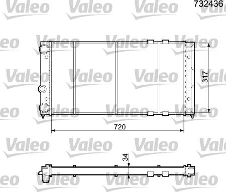 Valeo 732436 - Радиатор, охлаждение двигателя unicars.by