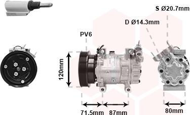 Van Wezel 4300K281 - Компрессор кондиционера unicars.by