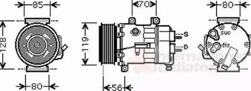 Van Wezel 0900K250 - Компрессор кондиционера unicars.by