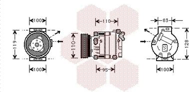 Van Wezel 0100K019 - Компрессор кондиционера unicars.by