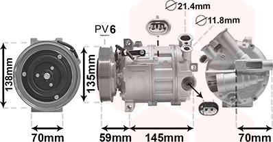 Van Wezel 0100K145 - Компрессор кондиционера unicars.by