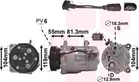 Van Wezel 0300K001 - Компрессор кондиционера unicars.by