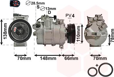 Van Wezel 0300K226 - Компрессор кондиционера unicars.by