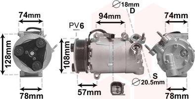 Van Wezel 1800K450 - Компрессор кондиционера unicars.by