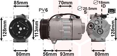 Van Wezel 1800K416 - Компрессор кондиционера unicars.by