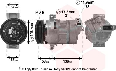 Van Wezel 1700K446 - Компрессор кондиционера unicars.by