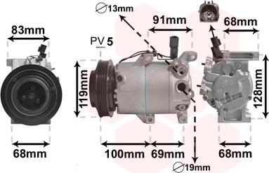 Van Wezel 8300K144 - Компрессор кондиционера unicars.by