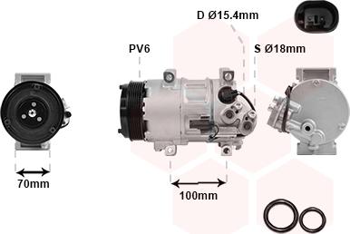 Van Wezel 3000K576 - Компрессор кондиционера unicars.by