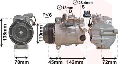 Van Wezel 3000K697 - Компрессор кондиционера unicars.by