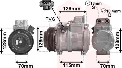 Van Wezel 3000K087 - Компрессор кондиционера unicars.by