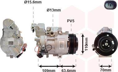 Van Wezel 3000K075 - Компрессор кондиционера unicars.by