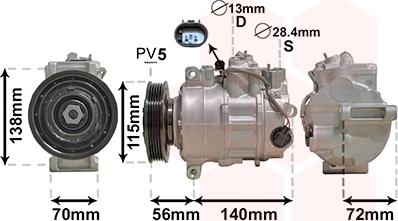 Van Wezel 3000K704 - Компрессор кондиционера unicars.by