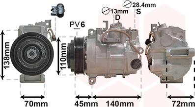 Van Wezel 3000K705 - Компрессор кондиционера unicars.by