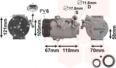 Van Wezel 3700K494 - Компрессор кондиционера unicars.by