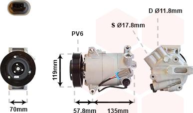 Van Wezel 3700K496 - Компрессор кондиционера unicars.by