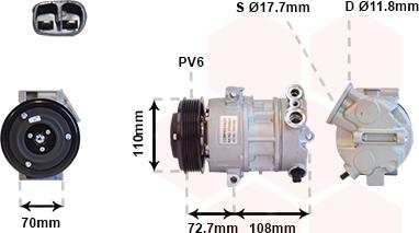 Van Wezel 3700K419 - Компрессор кондиционера unicars.by