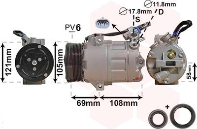 Van Wezel 3700K438 - Компрессор кондиционера unicars.by