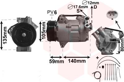 Van Wezel 3700K437 - Компрессор кондиционера unicars.by