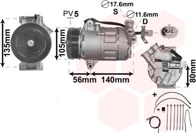 Van Wezel 3700K428 - Компрессор кондиционера unicars.by