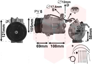 Van Wezel 3700K427 - Компрессор кондиционера unicars.by