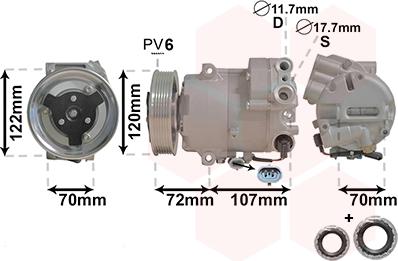 Van Wezel 3700K595 - Компрессор кондиционера unicars.by