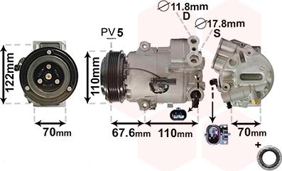 Van Wezel 3700K606 - Компрессор кондиционера unicars.by