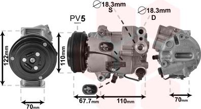 Van Wezel 3700K608 - Компрессор кондиционера unicars.by