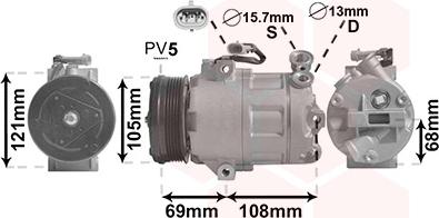 Van Wezel 3700K138 - Компрессор кондиционера unicars.by