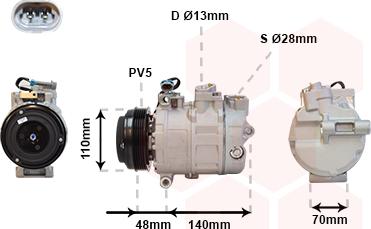 Van Wezel 3700K356 - Компрессор кондиционера unicars.by